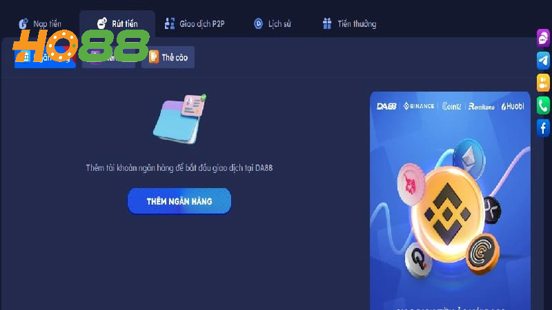 Hướng dẫn rút tiền tại nhà cái Ho88 qua nhiều phương thức