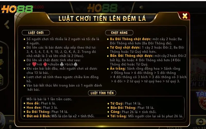 Quy tắc chơi Tiến lên đếm lá cụ thể tại Ho88